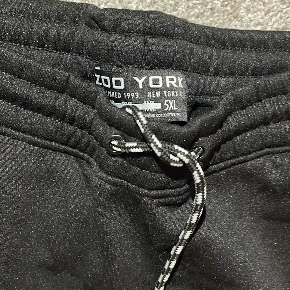 Big Man Black ZOO YORK Cuffed Track Sweat Jogger Fleece Urban Pants Sweatpants